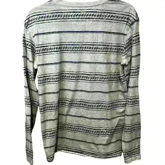American Eagle Men's Gray Striped Long Sleeve Crew Neck T-Shirt Small - Picture 3 of 7